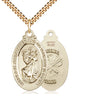 Large 14kt Gold Filled St. Christopher National Guard medal necklace 1.25 inch by Bliss