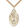 14kt Gold Filled St. Jude Patron Saint Medal Necklace 1 1/8 x 5/8 inches Medium with 24 inch Curb Chain by Bliss