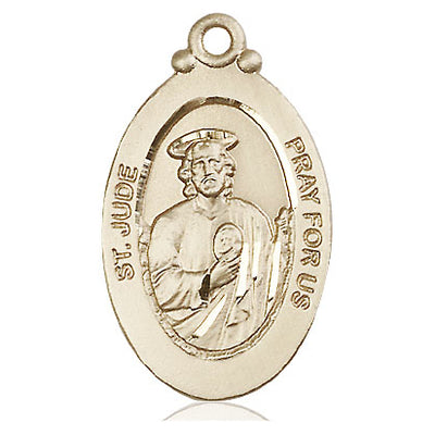 14kt Solid Gold Medium St. Jude Medal Pendant | 1 1/8" x 5/8" | Handcrafted in USA by Bliss