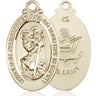 14kt Solid Gold St. Christopher Army Medal Pendant 1 1/4 x 5/8 Handcrafted by Bliss USA