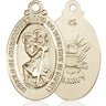 14kt Solid Gold Large St. Christopher Medal Pendant 1.25 x 0.625 inches handcrafted by Bliss USA