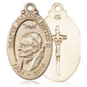 14kt solid gold large St. John Paul II patron saint medal pendant 1 1/4 inch by 5/8 inch handcrafted by Bliss