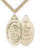 14kt Gold Filled St Michael Archangel Army Medal Necklace 1 1/8 inch medium pendant 24 inch chain USA by Bliss