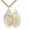 14kt Gold Filled St. Michael Navy Medal Necklace 1.125 x 0.625 inches with 24 inch curb chain handcrafted by Bliss USA