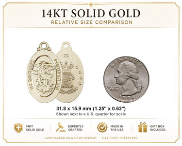 Colgante Medalla Grande de San Miguel de Oro Sólido de 14kt de la Fuerza Aérea | 3,17 cm x 1,58 cm | Hecho a mano en EE. UU. por Bliss