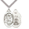 Sterling silver St. Michael Air Force medal necklace, medium 1.125 x 0.625 inches with 24 inch curb chain, Bliss USA