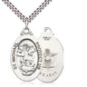 Sterling Silver St Michael Archangel Army Medal Necklace 1 1/8 inch medium pendant 24 inch chain USA by Bliss