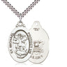Sterling Silver St. Michael Navy Medal Necklace 1.125 x 0.625 inches with 24 inch curb chain handcrafted by Bliss USA