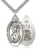 Sterling silver St. Christopher Air Force medal necklace, medium 1.125 x 0.625 inches with 24 inch curb chain, Bliss USA
