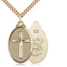 14kt Gold Filled Cross Navy Pendant Necklace 1 1/4 x 5/8 inches with 24 inch chain handcrafted by Bliss Manufacturing USA