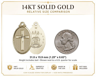 Colgante de cruz grande de oro macizo de 14kt | 3,17 cm x 1,58 cm | Hecho a mano en EE. UU. por Bliss
