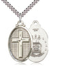 Large Sterling Silver Cross Army Pendant Necklace 1 1/4 x 5/8 inches with 24 inch chain by Bliss