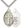 Sterling Silver Large Cross Navy Pendant Necklace 1 1/4 x 5/8 inches on 24 inch chain by Bliss