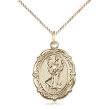 14kt Gold Filled St. Christopher Patron Saint Medal Necklace 7/8 x 5/8 inches with 18 inch chain by Bliss