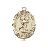 14kt Solid Gold St. Christopher Patron Saint Medal Pendant 7/8 x 5/8 Handcrafted by Bliss USA