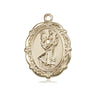 14kt Solid Gold St. Christopher Patron Saint Medal Pendant 7/8 x 5/8 Handcrafted by Bliss USA