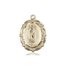 14kt solid gold Our Lady of Guadalupe medal pendant 7/8 inch by 5/8 inch handcrafted by Bliss USA