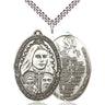 Large Sterling Silver St. Therese of Lisieux Patron Saint Medal Necklace 1 3/8 x 1 inch with 24 inch chain by Bliss Manufacturing