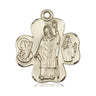 14kt Solid Gold Irish Shamrock Celtic Medal Pendant 1 x 7/8 Handcrafted by Bliss Manufacturing USA