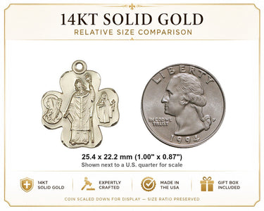 Colgante de Medalla de Trébol Irlandés Mediano de Oro Macizo de 14kt | 1 x 7/8 | Hecho a mano en EE. UU. por Bliss