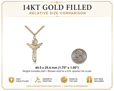 Men's 14kt Gold Filled Holy Trinity Crucifix Necklace – 24″ Chain