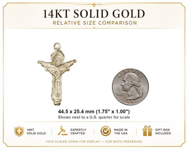 Men's 14kt Solid Gold Holy Trinity Crucifix Pendant