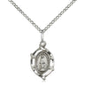 Sterling Silver Small Miraculous Medal Necklace 5/8 x 3/8 inch on 18 inch chain by Bliss Manufacturing