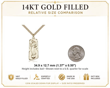 Gold Filled Large Our Lady of Mental Peace Medal Necklace | 1 3/8" x 1/2" | 24" Chain | USA Made by Bliss
