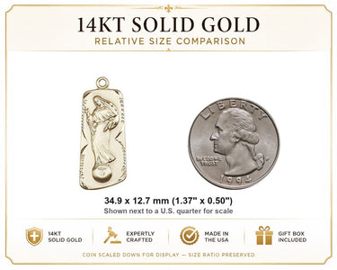 14kt Solid Gold Large Our Lady of Mental Peace Medal Pendant | 1 3/8 x 1/2 | Handcrafted in USA by Bliss