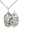 Sterling silver Our Lady of La Salette medal necklace, 7/8 x 1/2 inch pendant on 18 inch curb chain, handmade by Bliss