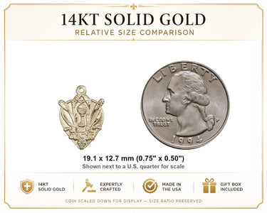 14kt Solid Gold Medium Catholic Communion Medal | 3/4" x 1/2" | Handcrafted in USA by Bliss
