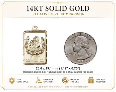 14kt Solid Gold Medium Catholic Communion Pendant | 1 1/8" x 3/4" | First Reconciliation | USA Made by Bliss