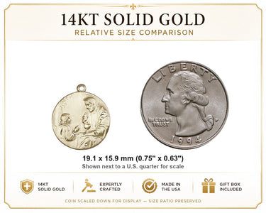Colgante Medalla de San Cristóbal Mediana de Oro Macizo de 14kt | 1.9 cm x 1.6 cm | Hecho a Mano en EE. UU. por Bliss