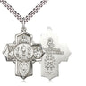 Large Sterling Silver Catholic 5-Way Medal Necklace 1.25 x 1 inch with 24 inch Chain Handcrafted by Bliss