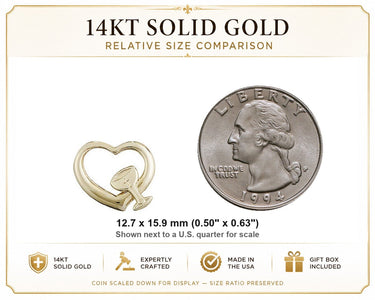 Pequeño Colgante de Medalla de Cáliz de Corazón de Oro Macizo de 14 quilates | 1/2" x 5/8" | Eucaristía de Herencia | Dicha