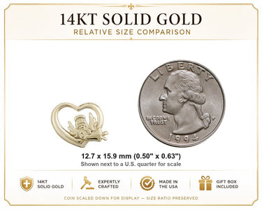 Colgante de Medalla de Oro Macizo de 14kt con Corazón Católico Pequeño y Ángel Guardián | 1/2" x 5/8" | Fabricado en EE. UU. por Bliss