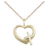 14kt Gold Filled small heart cross pendant necklace 1/2 inch on 18 inch chain by Bliss Manufacturing