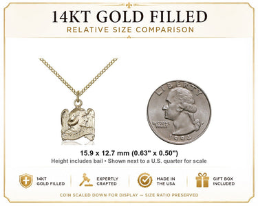 14kt Gold Filled Small St. Matthew Patron Saint Medal Necklace | 5/8" x 1/2" | 18" Chain | USA Made by Bliss