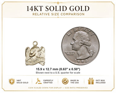 14kt Solid Gold Small St. Matthew Medal Pendant | 5/8" x 1/2" | Handcrafted in USA by Bliss
