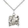 Sterling silver St. Mark patron saint medal necklace, 5/8 x 1/2 inch pendant, 18-inch chain, handcrafted by Bliss Manufacturing USA