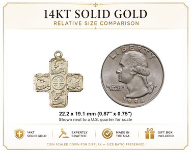14kt Solid Gold Medium Evangelist Medal Pendant | 7/8 x 3/4 | Handcrafted in USA by Bliss