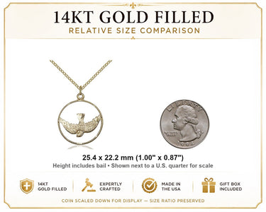14kt Gold Filled Medium Holy Spirit Medal Necklace | 1" x 7/8" Pendant | 18" Chain | USA Made by Bliss