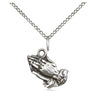 Sterling Silver Small Praying Hands Pendant Necklace 1/2 inch with 18 inch Chain by Bliss Manufacturing