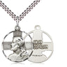 Sterling Silver medium cross pendant necklace 7/8 x 3/4 inch on 24 inch chain by Bliss Manufacturing