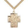 14kt Gold Filled St. Christopher Patron Saint Medal Necklace 7/8 inch by 3/4 inch with 24 inch chain by Bliss
