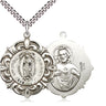Sterling Silver Large Our Lady of Guadalupe Pendant Necklace 1 1/4 inch with 24 inch Chain by Bliss