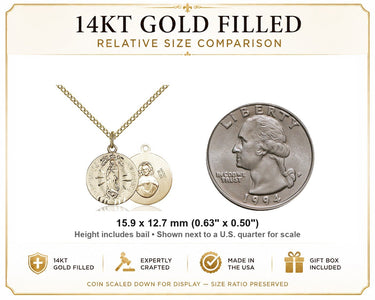 Gold Filled Small Our Lady of Guadalupe Medal Necklace | 5/8 x 1/2 | 18" Chain | USA Made by Bliss