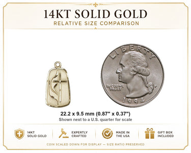 14kt Solid Gold Medium Methodist Cross Medal | 7/8" x 3/8" Pendant | USA Made by Bliss