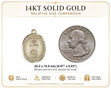Colgante de Medalla de San Cristóbal de Oro Sólido de 14kt | Mediano de 7/8" x 5/8" | Hecho a mano en EE. UU. por Bliss