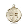 14kt solid gold Episcopal cross medal pendant, medium size 7/8 x 3/4 inches, handcrafted by Bliss